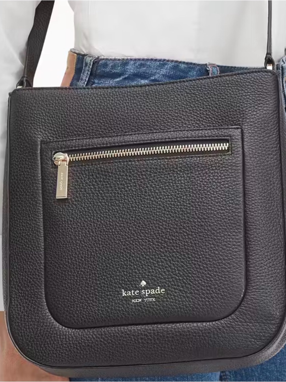 kate spade Black Pebbled Leather Crossbody with Gold Hardware - Picture 4 of 5